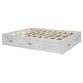 thumbnail image 6 of Queen Size Platform Bed with 6 Storage Drawers, Rustic Style Wooden Bed Frame with Sturdy Slat Support, Without Headboard Design, No Box Spring Needed, Antique White, 6 of 9