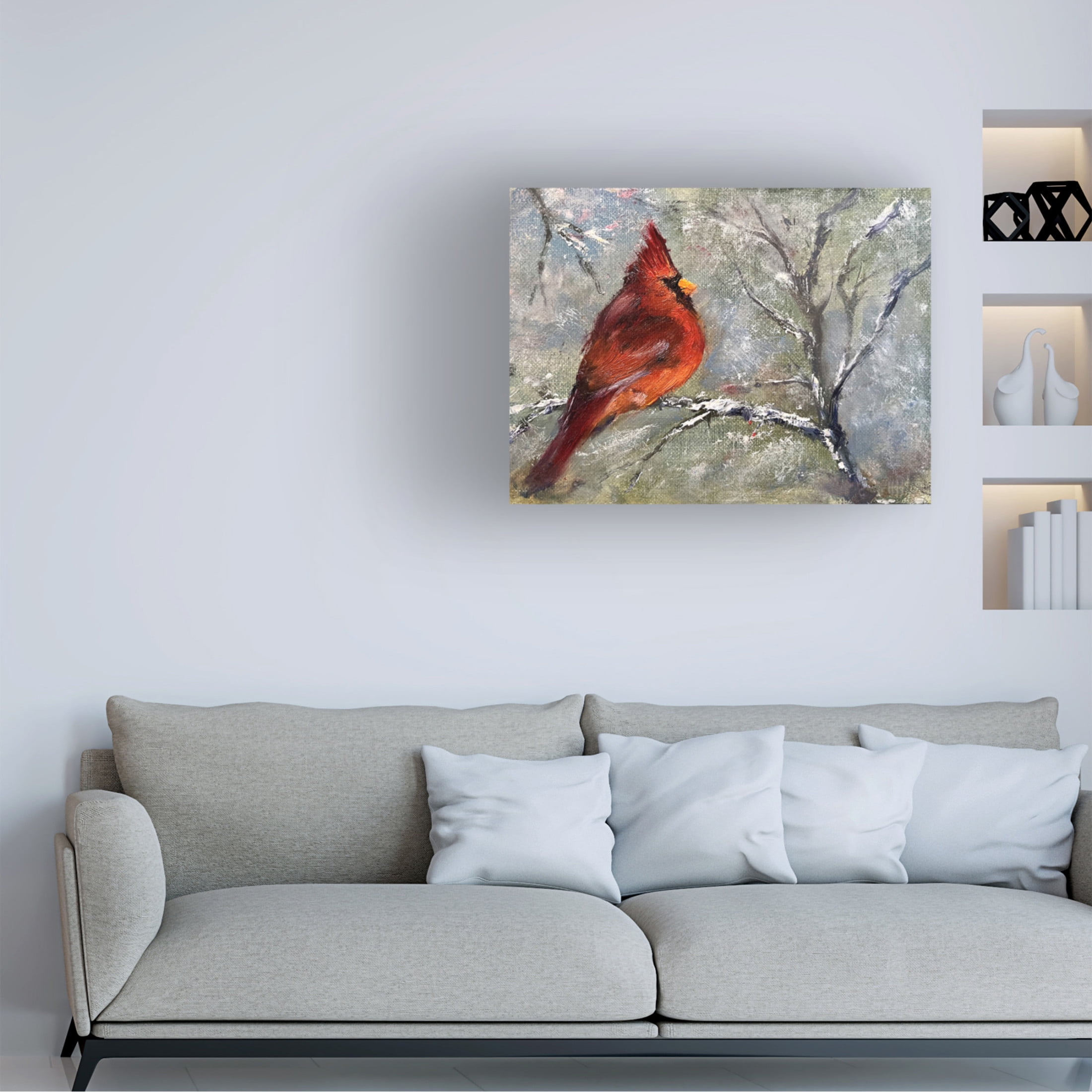 Trademark Fine Art Marilyn Wendling Cardinal in Snow II Canvas Wall Art