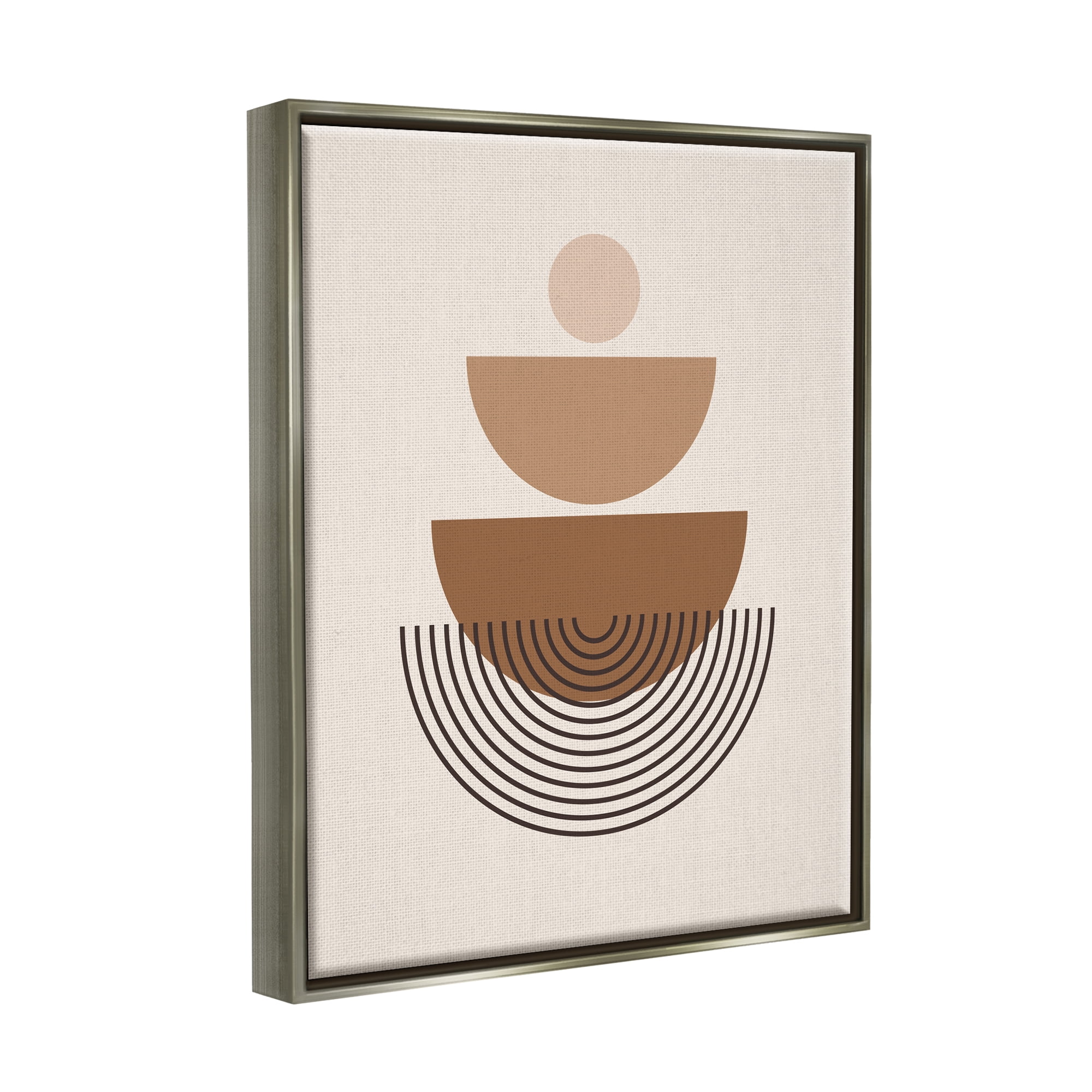 Stupell Industries Brown Shapes on Beige Abstract Painting Gray Floater Framed Art Print Wall Art, 25 x 31