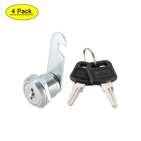 Uxcell Cam Lock 16mm Cylinder Long Fit Up to 5/16-inch Thick Panel Keyed Alike 4Pcs