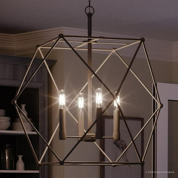 Urban Ambiance Luxury Bohemian Pendant, Size: 19"H x 23-1/2"W, with Urban Industrial Style Elements, Midnight Black Finish, UHP2703