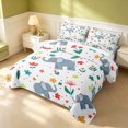 thumbnail image 3 of Erosebridal Cartoon Elephant Bed Spread Queen, Kawaii Animal Flower Queen Coverlet Set, Pink Reversible, Soft Gray Elephant, 3-Piece (1 Quilt and 2 Pillowcases), 3 of 7