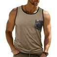 thumbnail image 2 of Sentmoon Men Tank Tops and Sleeveless Crew Neck Summer Men's Compression Shirts Solid Color with Pockets Quick Dry Loose Plus Size Gym Clothes for Men Hawaiian Khaki XXXL, 2 of 8