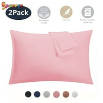 Spencer Set of 2 Pure Cotton Pillow Case Bed Pillow Covers Soft Solid Pillowcase Cover for Hair and Skin - Queen/Standard (Pink)