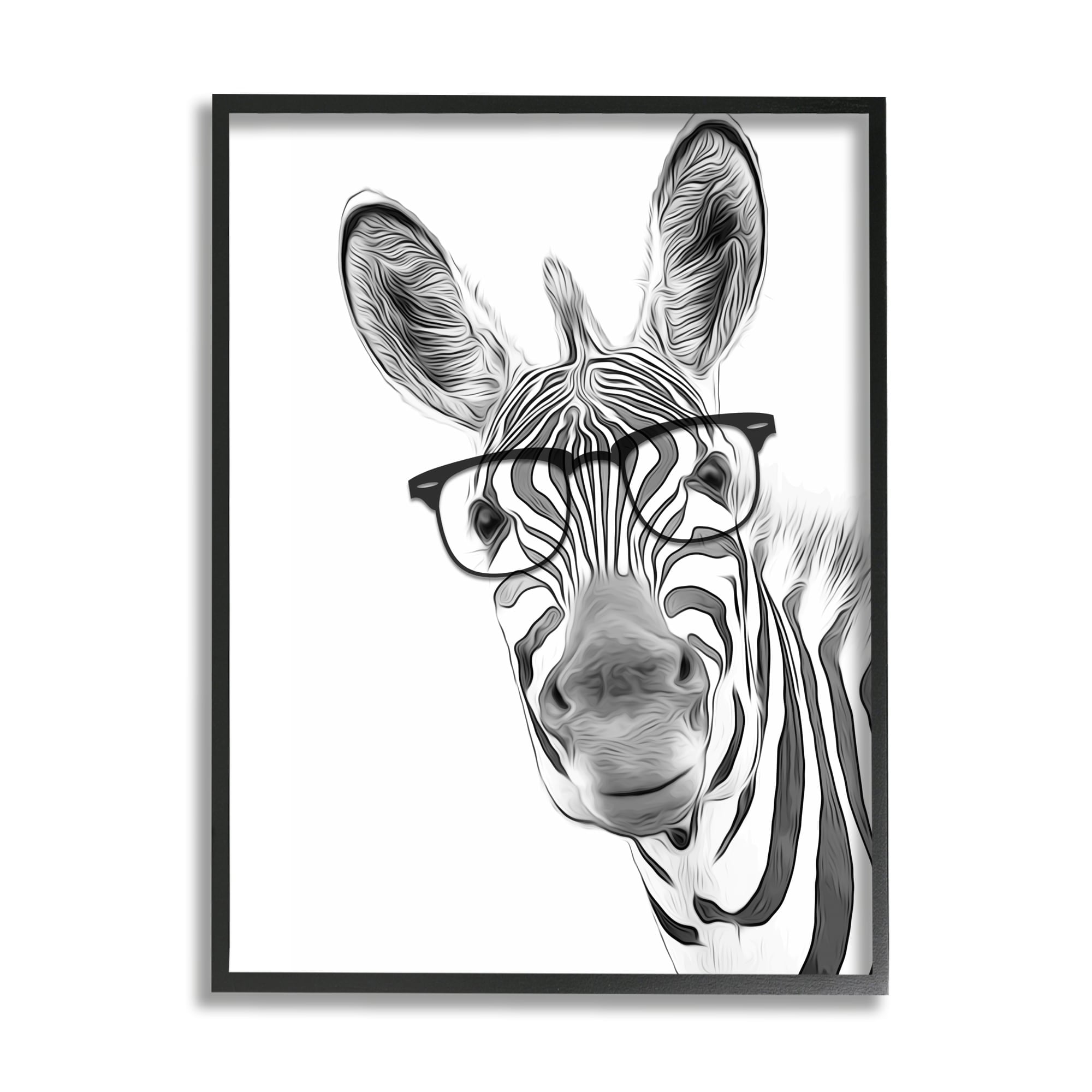 Stupell Industries Funny Zebra Wearing Glasses Black White Monochrome Design , 16 x 20, Design by Annalisa Latella