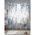 thumbnail image 2 of Blue Eucalyptus Coastal Sheer Curtains 96 Inch Length 2 Panels Set Window Treatments, Beach Starfish Shell Nautical Rod Pocket Semi Curtains for Living Room/Bedroom/Kitchen Décor, 104"W x 96"L, 2 of 7