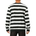 thumbnail image 3 of SUDADERAS CHIC para Hombres con Rayas Contrastantes, Cuello Redondo, Manga Larga, Corte Regular, Sudadera Pullover XL Negro Blanco, 3 of 6