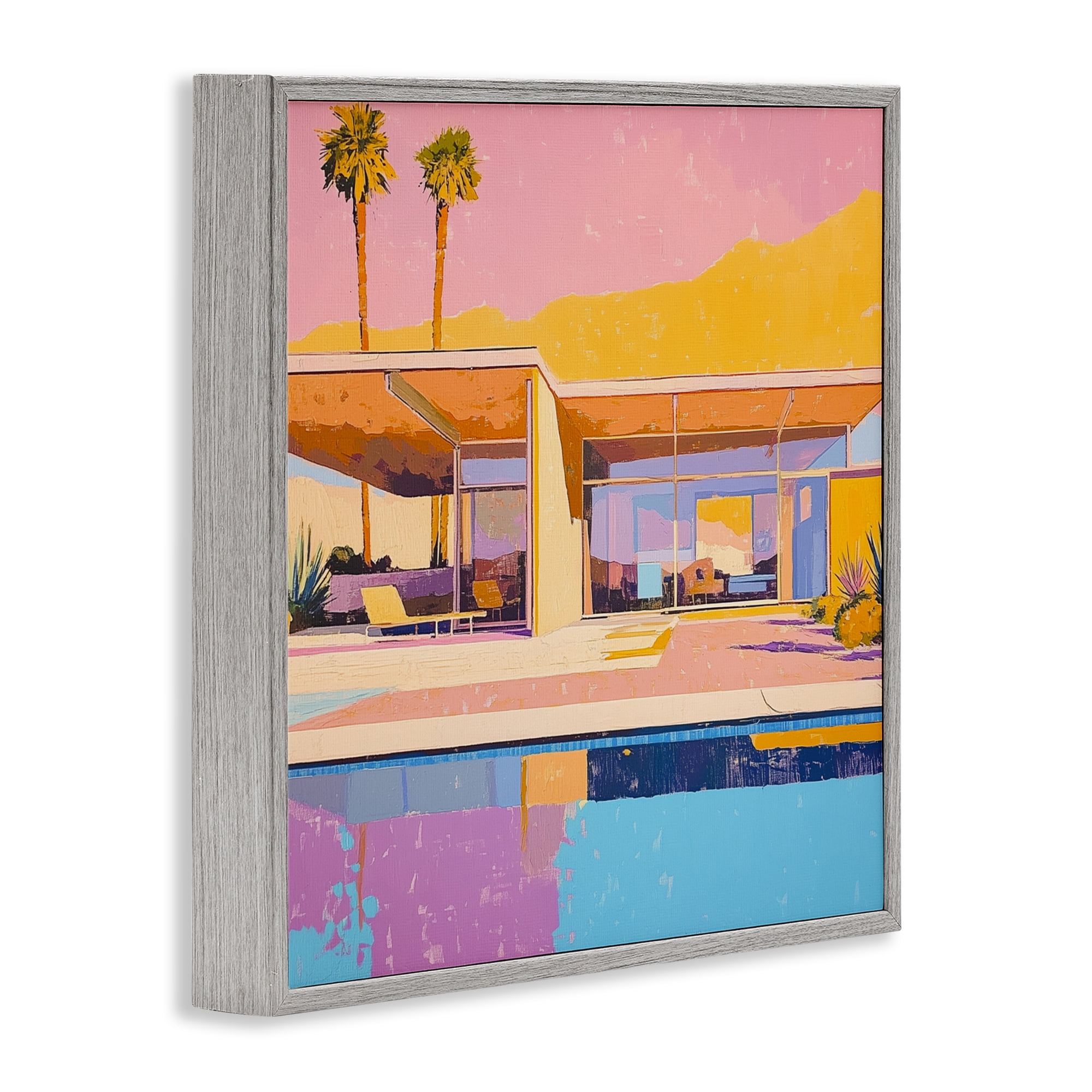 Stupell Industries Vivid Villa at Sunset Gray Framed Giclee Art, design by Walker Noble