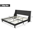 thumbnail image 3 of Einfach King Size Platform Bed Frame with Wingback Headboard, Dark Grey, 3 of 6