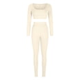 thumbnail image 6 of tarylea 2 Piece Workout Sets for Women Long Sleeve Square Neck Crop Tops High Rise Leggings Casual Ribbed Slim Fitted Yoga Outfits, 6 of 6