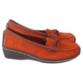thumbnail image 3 of Avon Women's Orange Suede Cushion Wedge Shoes with Stone Strap Accent - Size 6, 3 of 4