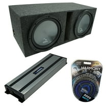Universal Car Stereo Vented Port Dual 15" Harmony R154 Sub Box & HA-A1500.1