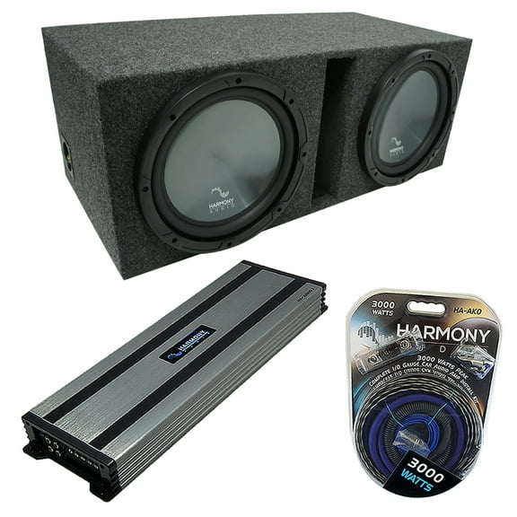 Universal Car Stereo Vented Port Dual 15" Harmony R154 Sub Box & HA-A1500.1