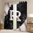 thumbnail image 2 of jejeloiu Monogrammed R Blackout Curtains Set of 2 (52x84 Each),Baseball Lover Window Curtains,Ball Sport Games Curtains and Drapes For Teens,Ultra Soft Bedroom Decor, 2 of 6