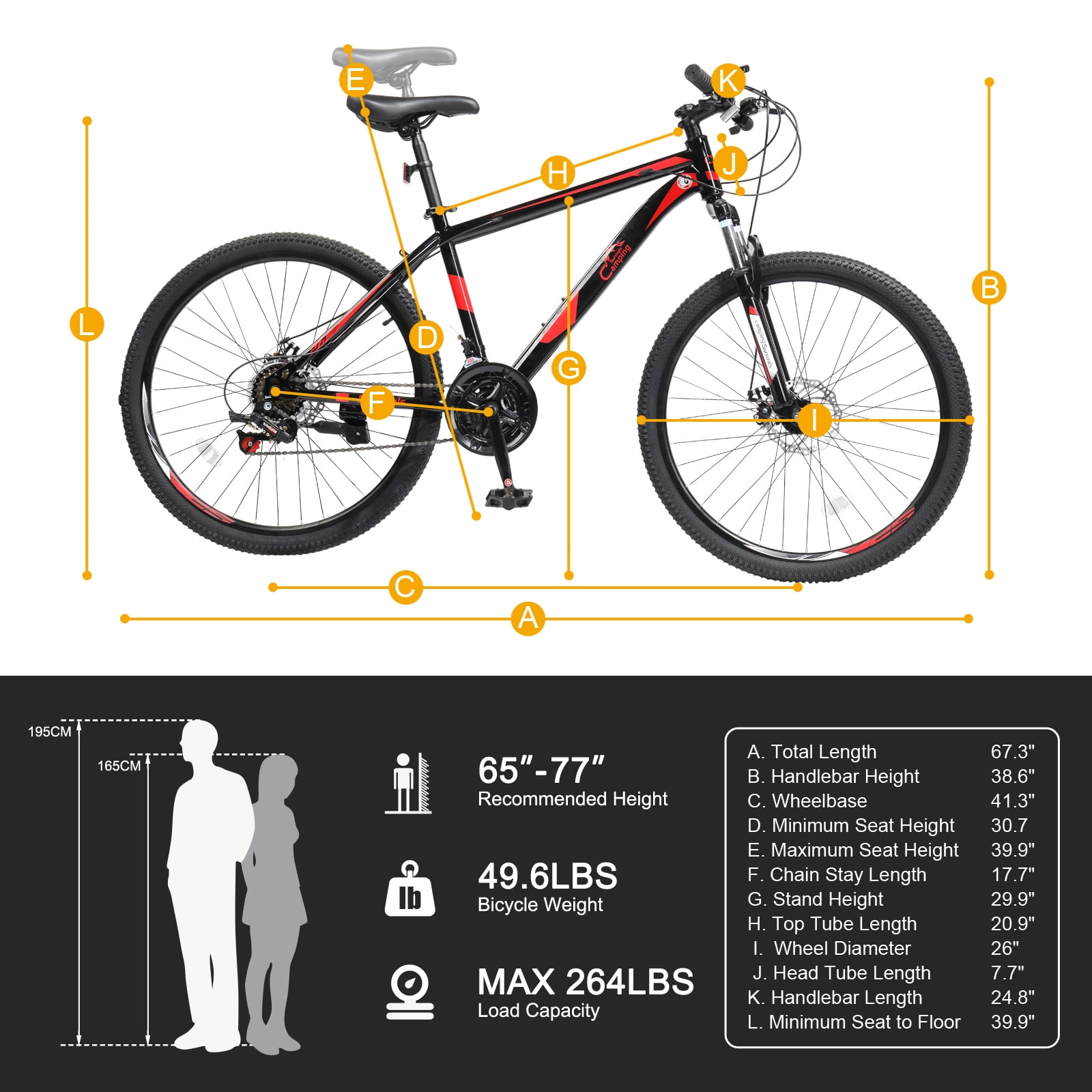 UBesGoo 26" Lightweight Explorer Mountain Bike, 21-Speed for Men and Women Disc Brakes & Suspension, Red/Black