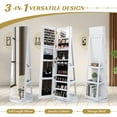 thumbnail image 6 of Giantex 360° Swivel Jewelry Cabinet, Lockable Jewelry Armoire w/Full-Length Mirror & 3-Color LED Lights, Freestanding Jewelry Organizer w/Inside Mirror, Foldable Shelf, White, 6 of 10