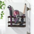 thumbnail image 2 of mDesign 3-Section Oval Bathroom Wall Mounted Hair Tool Storage Organizer - Metal Accessory Basket - Hanging Holder for Hair Dryer, Straightener, and Curling Iron - Carson Collection - Bronze, 2 of 8