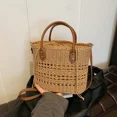 thumbnail image 2 of Bolso de hombro para mujer con cordón de gran capacidad y tejido de paja de alta calidad, muy vendido, bolso de mano versátil para playa de verano 2024, 2 of 5