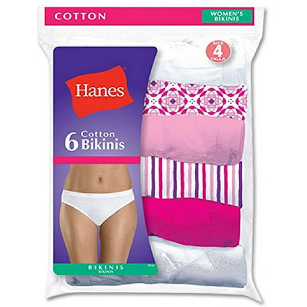 Hanes Hanes Women's 6Pack 100 Cotton BIKINI Underwear Ladies Panties