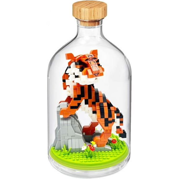 Mini Animals Building Blocks Sets, Cute Tiger Building Set Animal Figures for Office Home Decor, DIY Birthday Gifts, Party Favors for Boys Girls Adults
