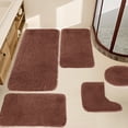 thumbnail image 5 of 5-Piece Solid Color Bath Mat Set Velvet Fleece Foam Bathroom Rugs Non-Slip Water Absorbent Long Plush Thick Washable Toilet Mats Modern Home Decor Trending Picks Under Budget, 5 of 9