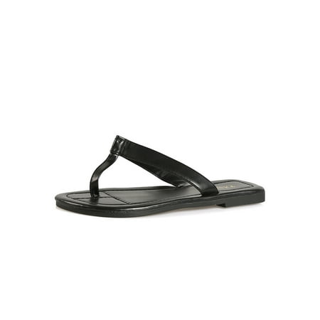 

Daeful Women s Slide Sandal Strap Flip Flops Beach Slides Indoor&Outdoor Comfort Lightweight Slip On Summer Slippers Black 7