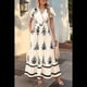 thumbnail image 5 of Vestido de Corta con Cuello en V, Estampado Floral, Bolsillos y Mangas Acampanadas, Color Albaricoque XL, 5 of 7