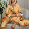 thumbnail image 6 of Pajama Sets for Women 2 Pcs, Tropical fruit Papaya Button Down Long Sleeve Sleepwear Lounge PJ Sets, 6 of 6