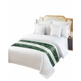 thumbnail image 2 of Green Christmas Snowflake Bed Runner for Cal. King Size Bed, Xmas Snowflake Winter Striped Bedspread Protector Slipcover Bed Scarf for Foot Bed Runners & Scarves for Bedroom Hotel 94x20 Inches, 2 of 6