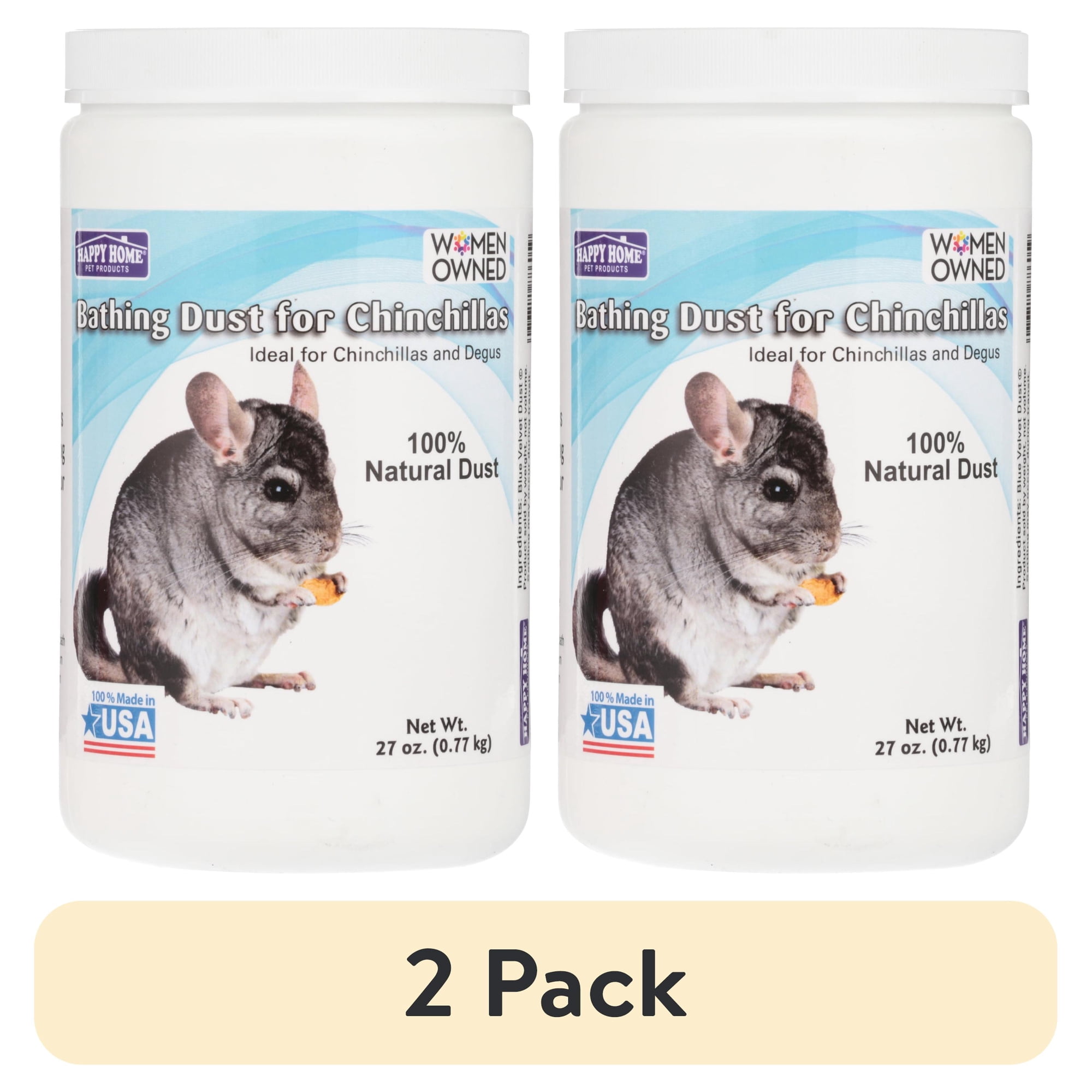 (2 pack) Happy Home Pet Products Chinchilla Bathing Dust, 27 oz