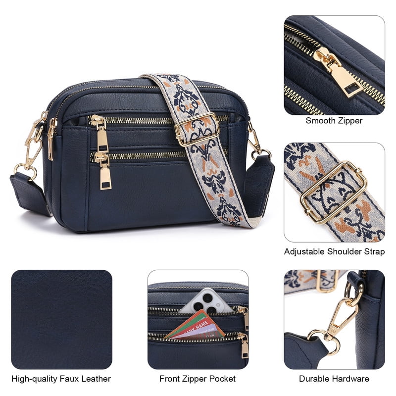 GAEKEAO Women’s Leather Crossbody Purse with Detachable Shoulder Strap and Multi Pockets