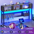 thumbnail image 4 of SEDETA L Shaped Gaming Desk with Hutch, 57.5” Reversible Home Office Desk with Power Outlet and Pegboard, Gaming Computer Desk with Keyboard Tray and LED Lights and Storage, Grey, 4 of 8