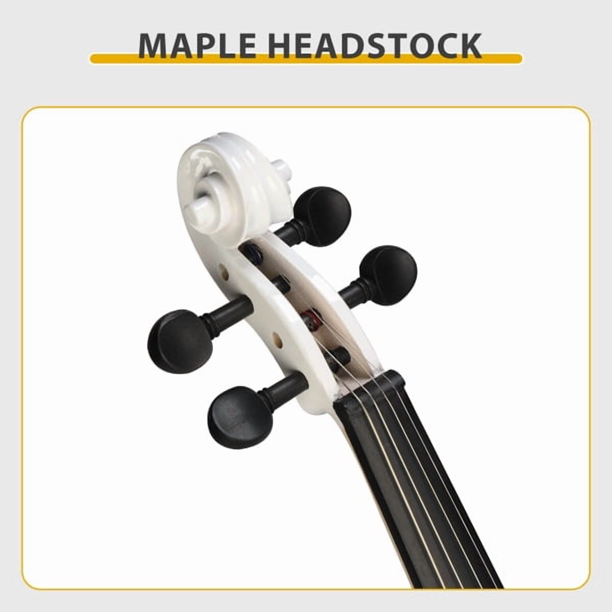 Full Size 4/4 Bunnel Edge Electric Silent Violin Set - White Finish with Case, Bow, Rosin & Headphone Connection