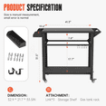 thumbnail image 3 of SUNCROWN Outdoor Grill Cart for Blackstone Griddle & Pizza Oven, 41" L x 20" W BBQ Prep Table with Seasoning Tray, Tool Hooks, Handrail & Wheels, Heavy-Duty Portable Cooking Cart for Camping, 3 of 11
