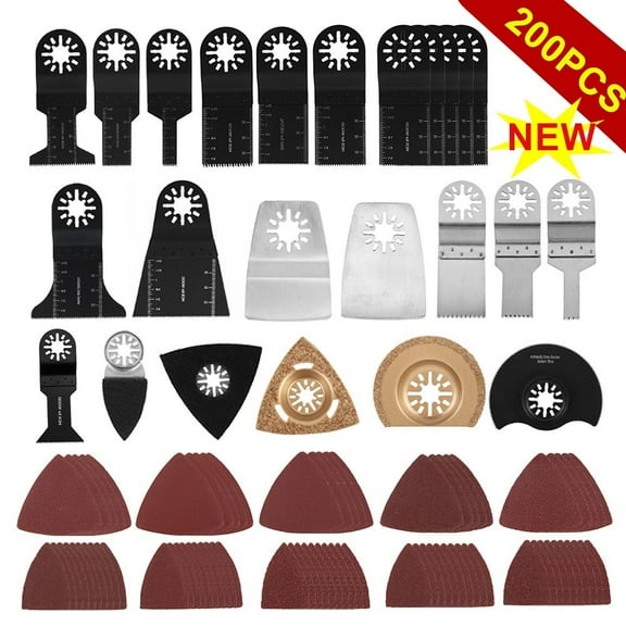 100/200Pcs Mix Oscillating Multi Tool Saw Blades Sanding Polishing Set for Fein Multimaster Dremel Makita Bosch