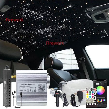 

LATSKGNT Meteor Bluetooth 10W Twinkle RGBW Starlight Headliner APP/Remote Music Mode LED Fiber Optic Light Star Ceiling Light Kit Fiber Optic Cable 460pcs 0.03in 9.8ft + Shooting Star kit