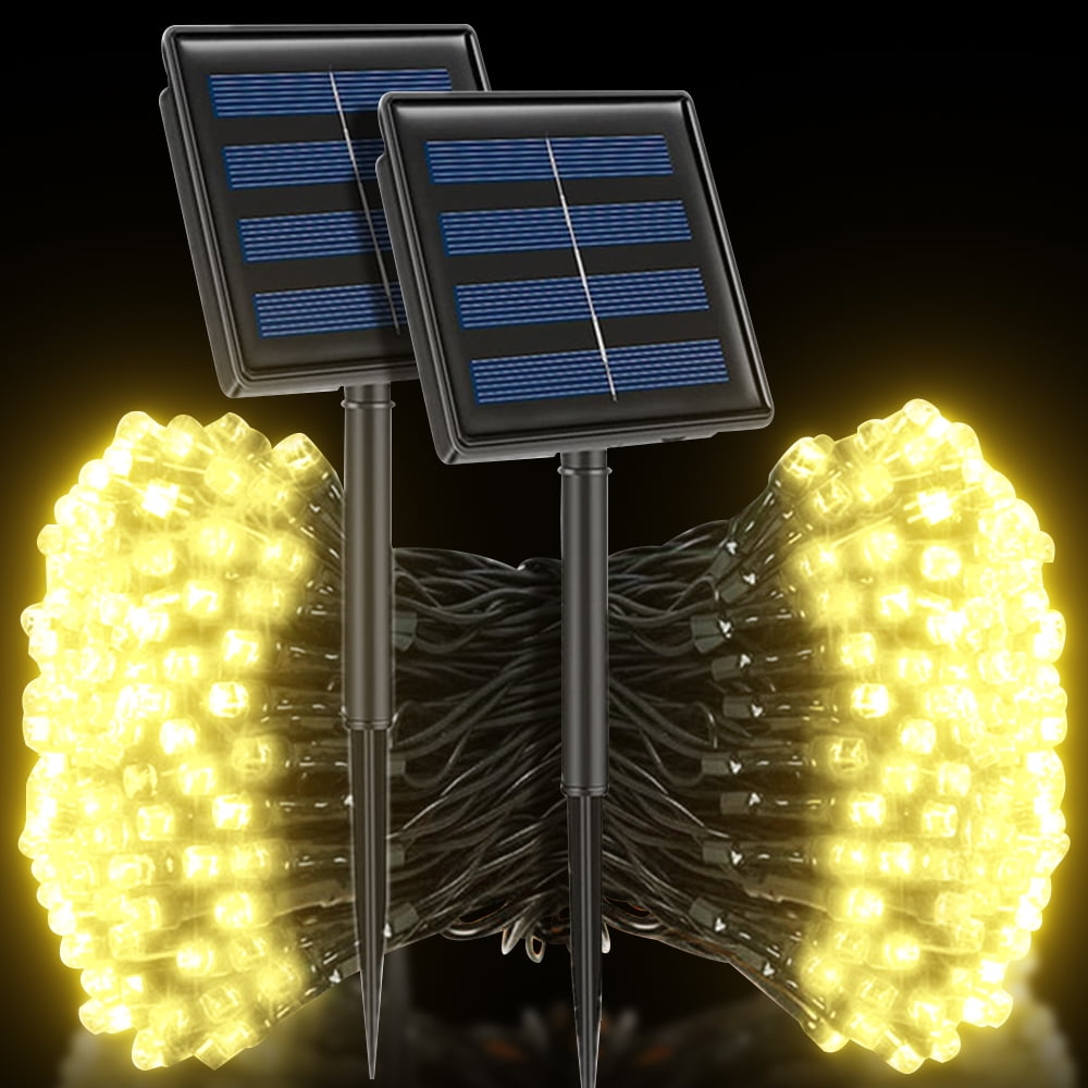 8 Modes Solar String Lights, 2Pack Each 72FT 200 LEDWaterproof Solar