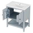 thumbnail image 6 of 30" Single Sink Bathroom Vanity, Freestanding Vanity with Undermount Ceramic Sink, Open Storage Shelf And 2 Doors, Wood Bathroom Cabinet For Small Space Home Bathroom, 6 of 9