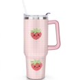 thumbnail image 2 of Cup with Handle and Straws 40 oz Stainless Steel Strawberry Travel Cup Birthday Present for Women Girls Daughter Mom Gifts for Him/Her Water Bottle, 2 of 7