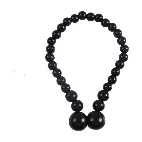 Magnetic Wood Bead Curtain Tiebacks, No Drilling Required and Easy to Use, for Bedroom, Bathroom, Farmhouse Decor, Black