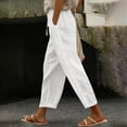 thumbnail image 2 of EYNMVR Womens Linen Pants with Pockets High Waist Comfy White Gauze Pants Casua Lightweight Loose Trousers, 2 of 5