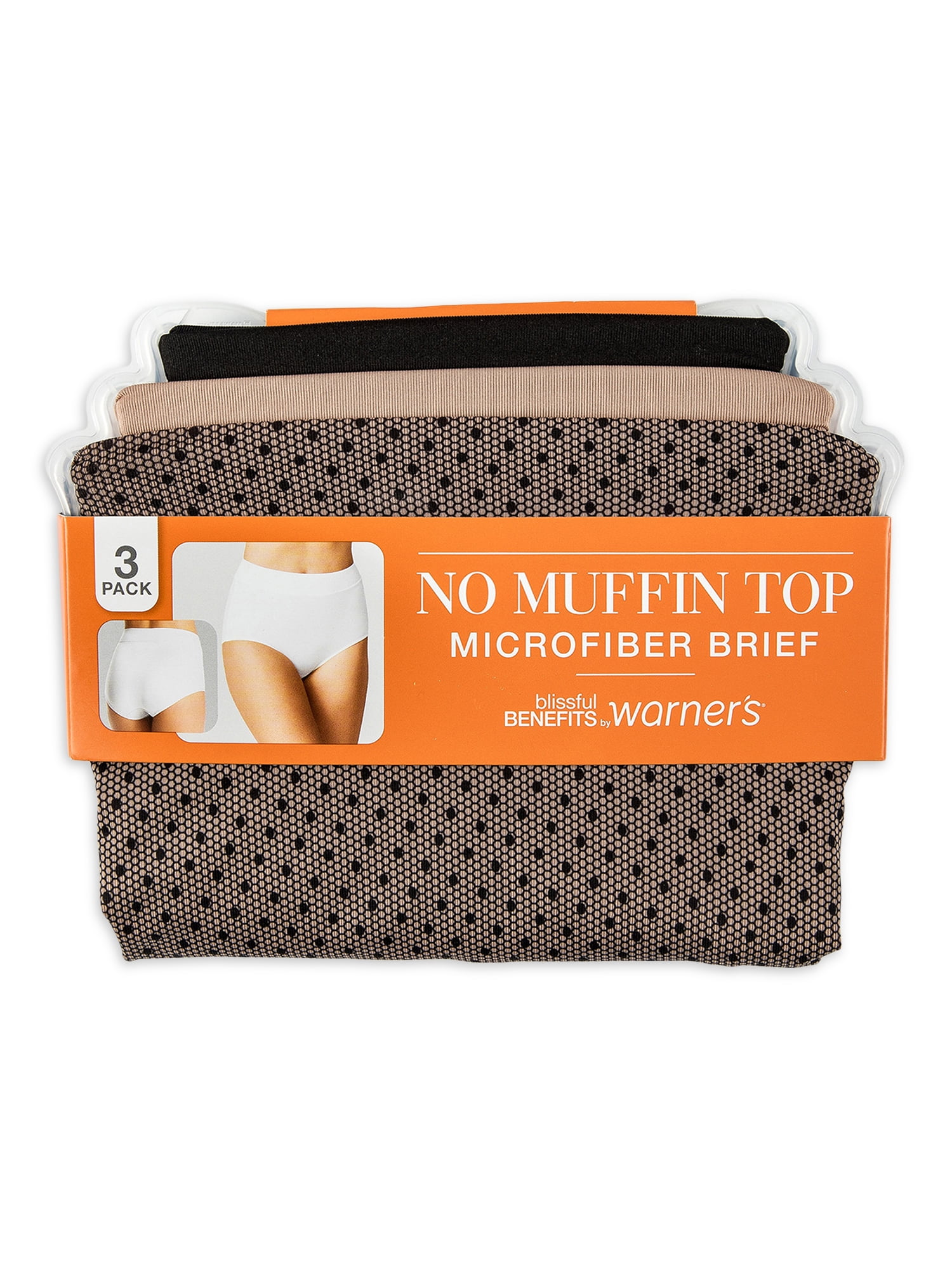 Blissful Benefits by Warner's Women's No Muffin Top Brief Panties 3-Pack,  Style RS4383W 