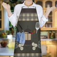 thumbnail image 5 of Women Men Adjustable Bib Apron with Pockets Coffee with Scotch Plaid Cooking Kitchen Aprons, 5 of 7