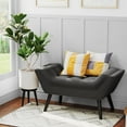 thumbnail image 3 of Andeworld Upholstered Tufted Small Cute Bench Ottoman for Entryway Foyer Bathroom Vanity Bedroom (One Seater, Dark Grey), 3 of 16