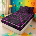thumbnail image 2 of meiyoeat Pink Geometric Plaid Zipper Twin Comforter Sets with Fitted Sheet and 2 Pillowcases For Boys,Modern Patchwork Check Zipper Bedding Set For Kids,Black Reversible,4 Pieces, 2 of 7