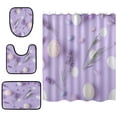 thumbnail image 2 of 4-Piece Bathroom Set with Waterproof Shower Curtain with Non-Slip Bath Mat, U-Shaped Mat & Toilet Lid Cover White Circles, 2 of 8