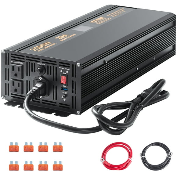 VEVOR Système de Secours de Batterie de Pompe de Vidange 2500W, Écran LCD, Commutateurs Automatiques vers l'Alimentation par Onduleur de Batterie pour un Fonctionnement Continu de la Pompe de Vidange, Onduleur de Secours de Batterie de Pompe de Vidange pour Urgence et Panne de Courant