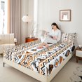 thumbnail image 3 of jejeloiu Aztec Geometric Queen Sheets For Men Women,Southwestern Pattern Queen Sheet Sets,White Orange,4 Pieces,1 Flat Sheet, 1 Fitted Sheet and 2 Pillowcases, 3 of 6