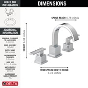 Delta Vero Two-Handle Widespread Bathroom Faucet - 3553LF - Chrome