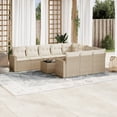 thumbnail image 1 of vidaXL 11 Piece Garden Sofa Set with Cushions Beige Poly Rattan, 1 of 5